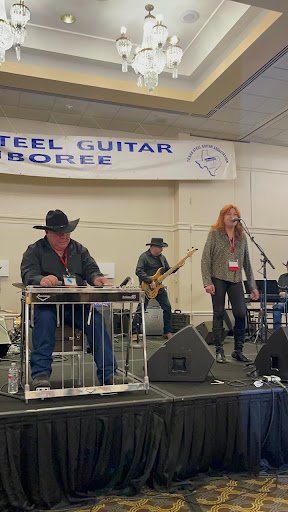 Lisa Layne performing with Al Boo Miller at the Texas Steel Guitar Hall of Fame event